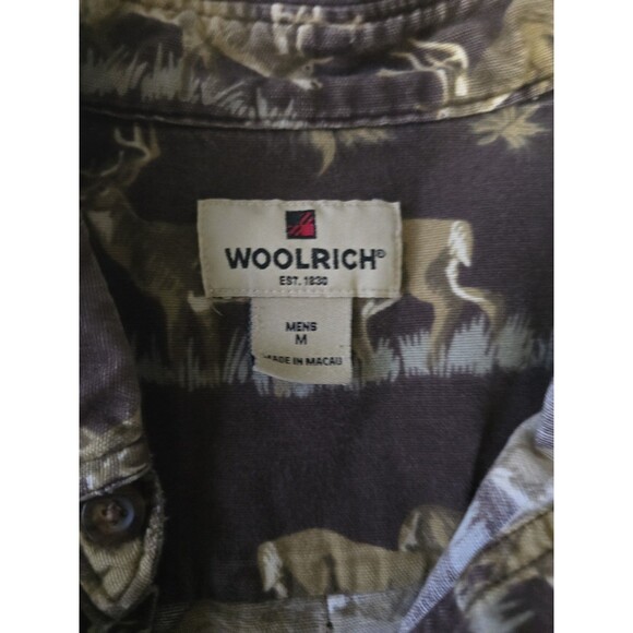 Vintage Woolrich Outdoors Deer Print Button Up Flannel Shirt Mens M. - Picture 2 of 5
